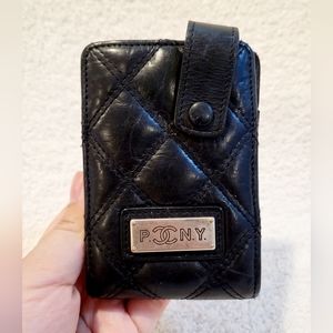 Chanel Black P CC NY Vintage Quilted Phone Case